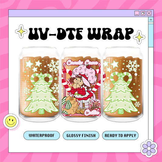 Green Strawberry Xmas - 16 oz Glass Wrap