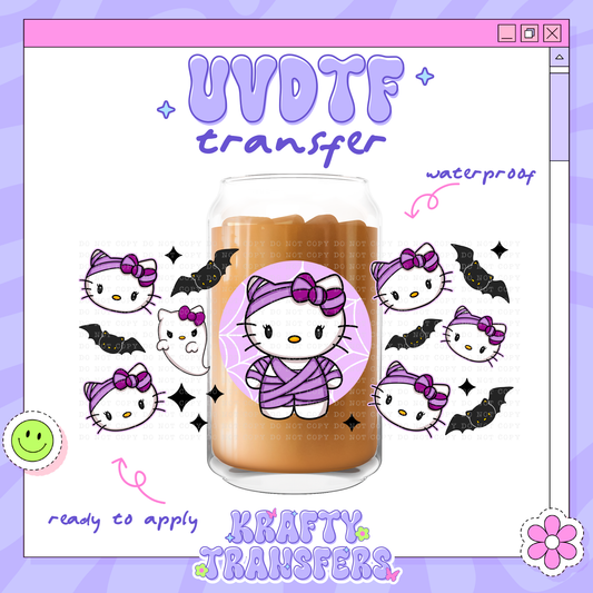 Spooky Kawaii Mummy Kitty - 16oz Glass Wrap