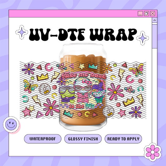 Kawaii 90's Kitty- 16oz Glass Wrap
