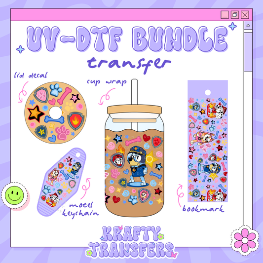 Paw Blue Mashup- UV-DTF Transfer Bundle