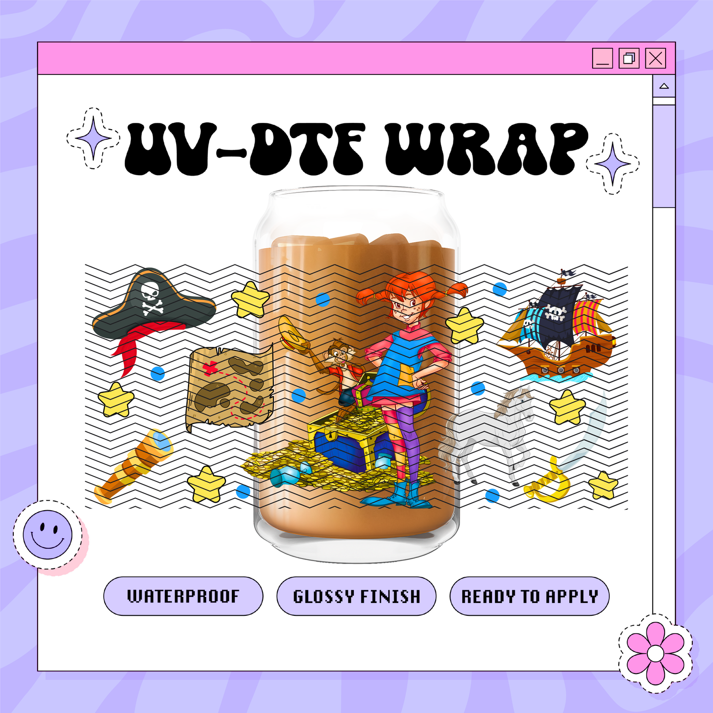 Pippi Pirate Girl Exclusive- 16oz Glass Wrap
