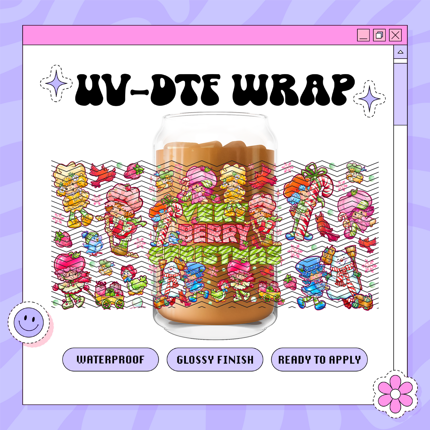 Holiday Berry + Friends - 16oz Glass Wrap