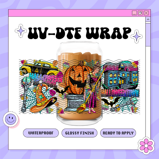 Spooky Halloween + Town - 16oz Glass Wrap