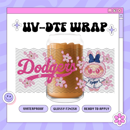 Labubu Baseball LA Pink- 16oz Glass Wrap