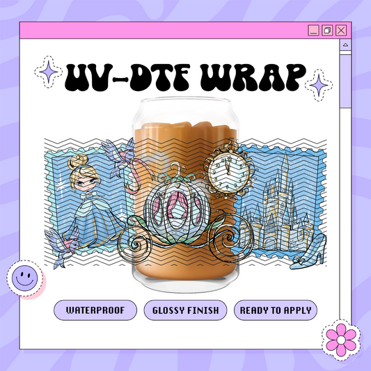 Dis Princess C Stamps - 16oz Glass Wrap