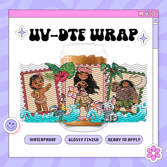 Dis Island Girl Stamps - 16oz Glass Wrap