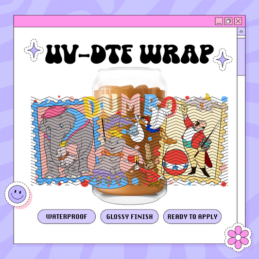 Dis Circus Elephant Stamps - 16oz Glass Wrap