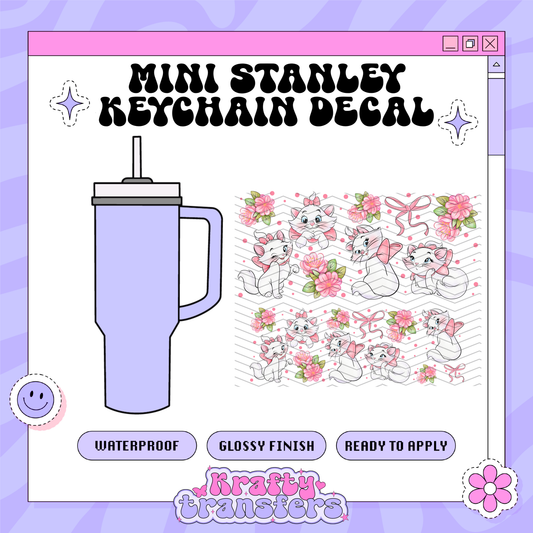 Dis Cat Pink Bow - Mini Stanley Keychain Decal