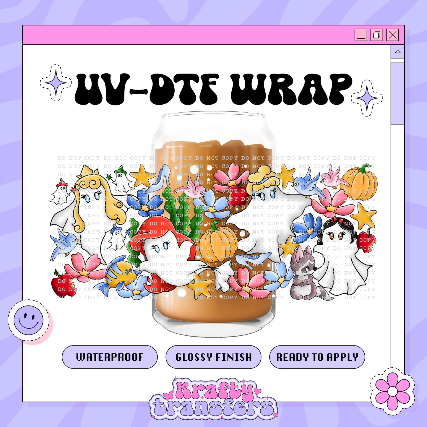 Spooky Princess Ghosties EXCLUSIVE - 16oz Glass Wrap