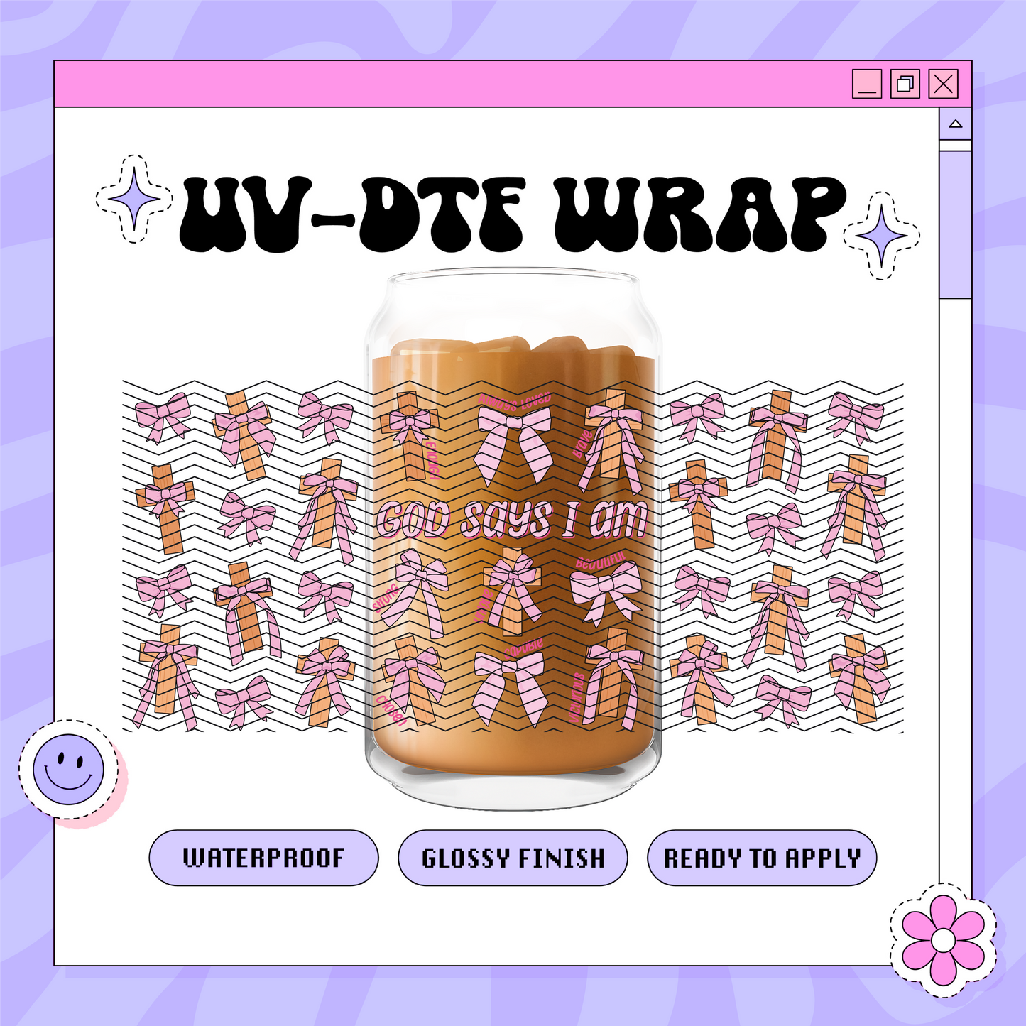 Jesus Pink Bows- 16oz Glass Wrap