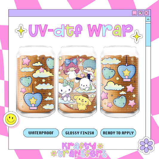 Kawaii Friends Stars - 16 oz Glass Wrap
