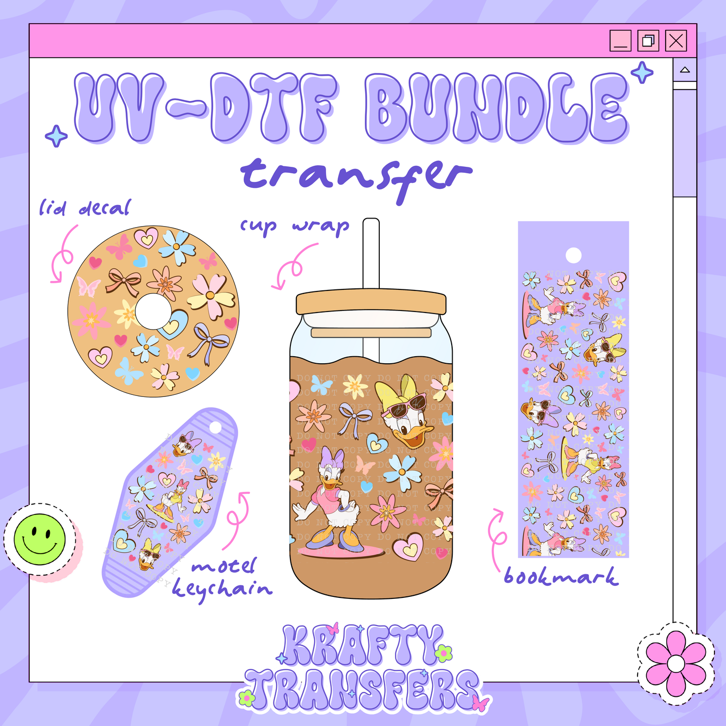 Daisy Flowers - UV-DTF Transfer Bundle