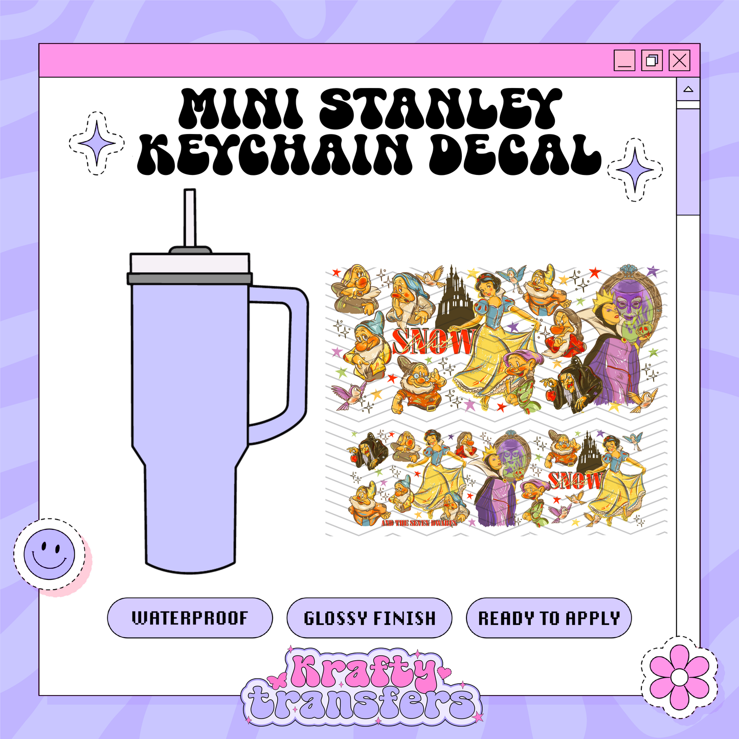 Snow Portrait Princess Dis - Mini Stanley Keychain Decal