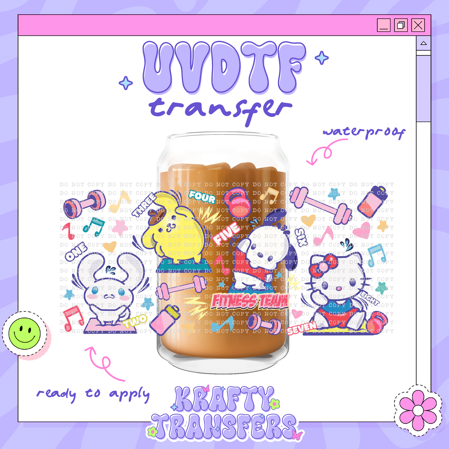 Kawaii Fitness Friends - 16oz Glass Wrap