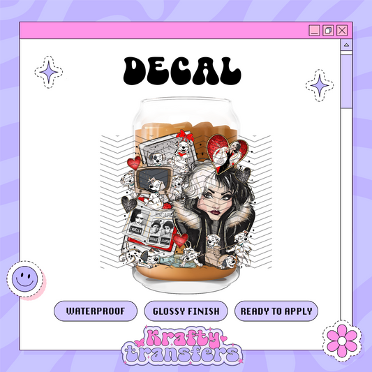 Cruella & Dogs - UVDTF Decal