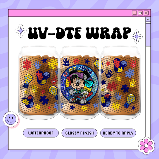 Autism is super power mouse - 16oz Glass Wrap