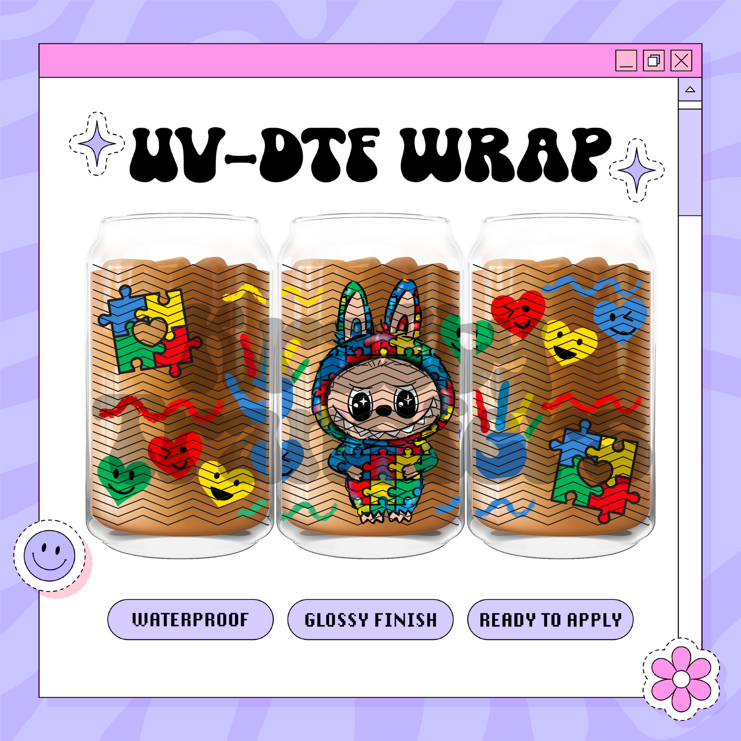 Autism Labubu - 16oz Glass Wrap