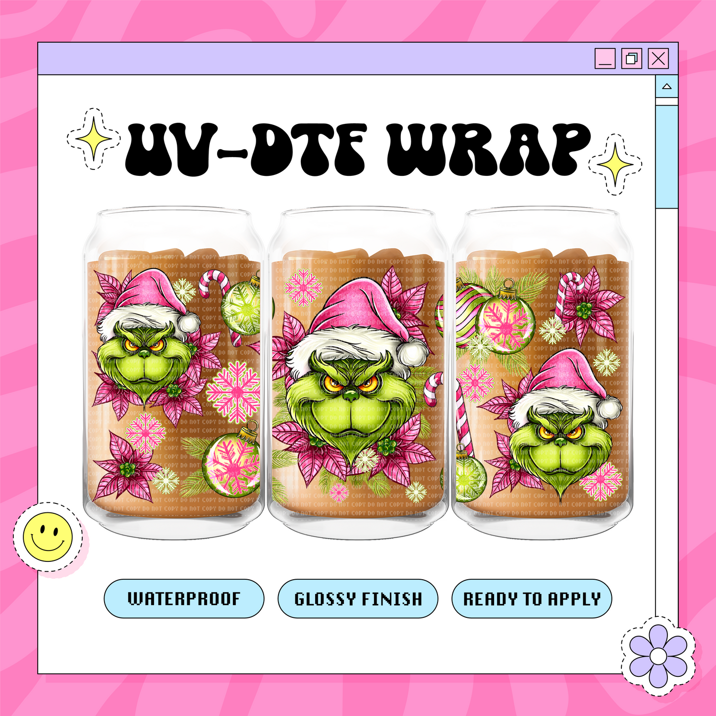 Mean One Jolly Xmas - 16 oz Glass Wrap