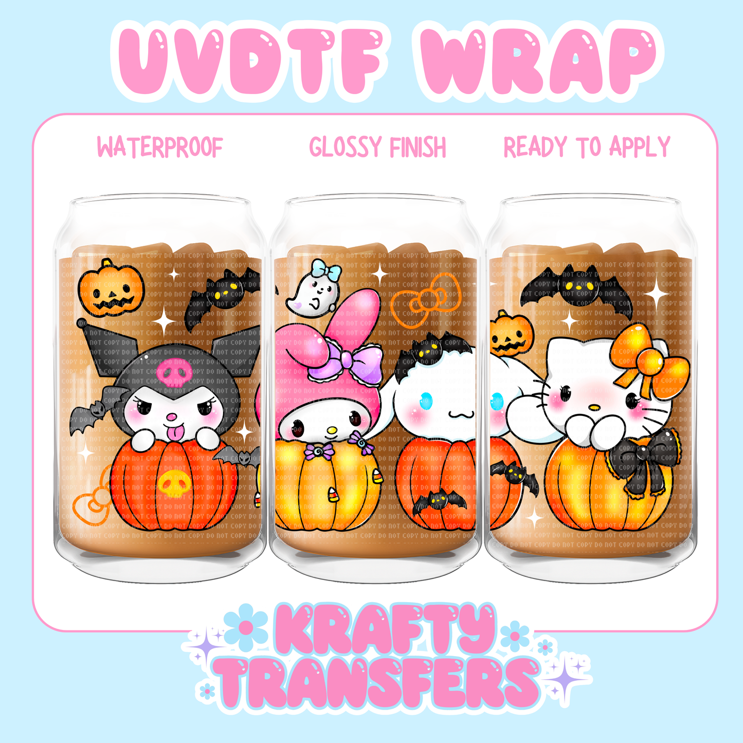Kawaii Pumpkins - 16 oz UV DTF WRAP
