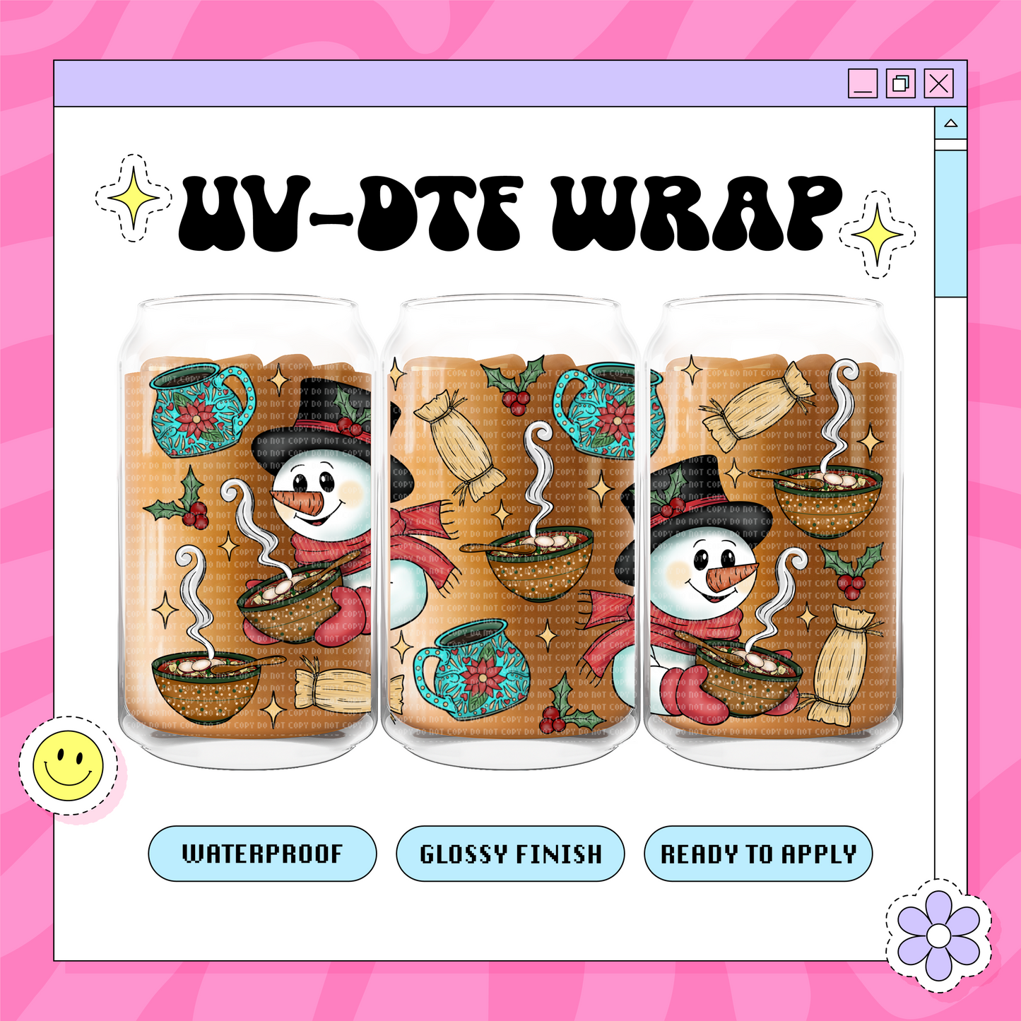 Snowman Xmas - 16 oz Glass Wrap