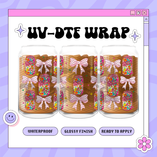 Dr Pepper Bows - 16oz Glass Wrap