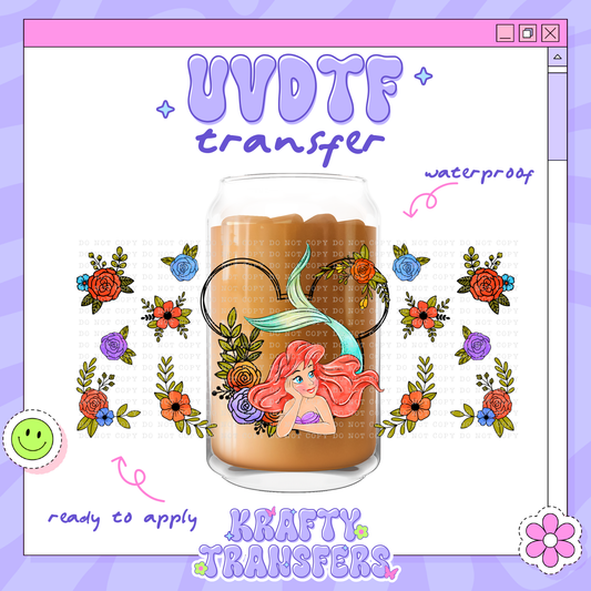 Dis Princess A Floral - 16oz Glass Wrap