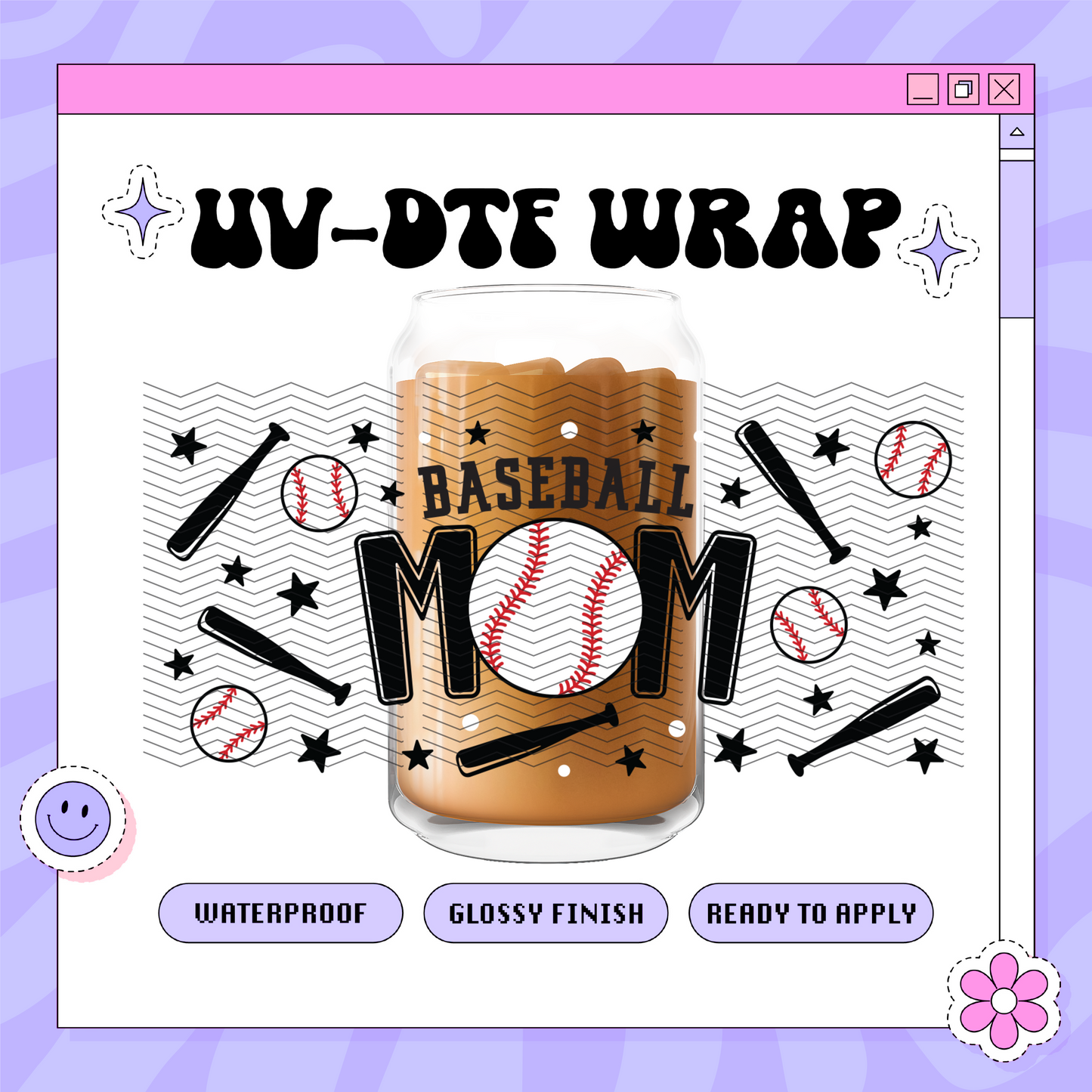 Sport Baseball Mom - 16oz Glass Wrap