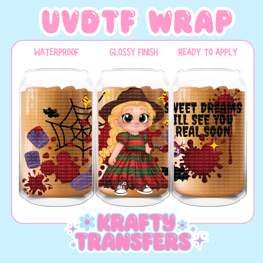 Freddy Horror Princess - 16 oz UV DTF WRAP