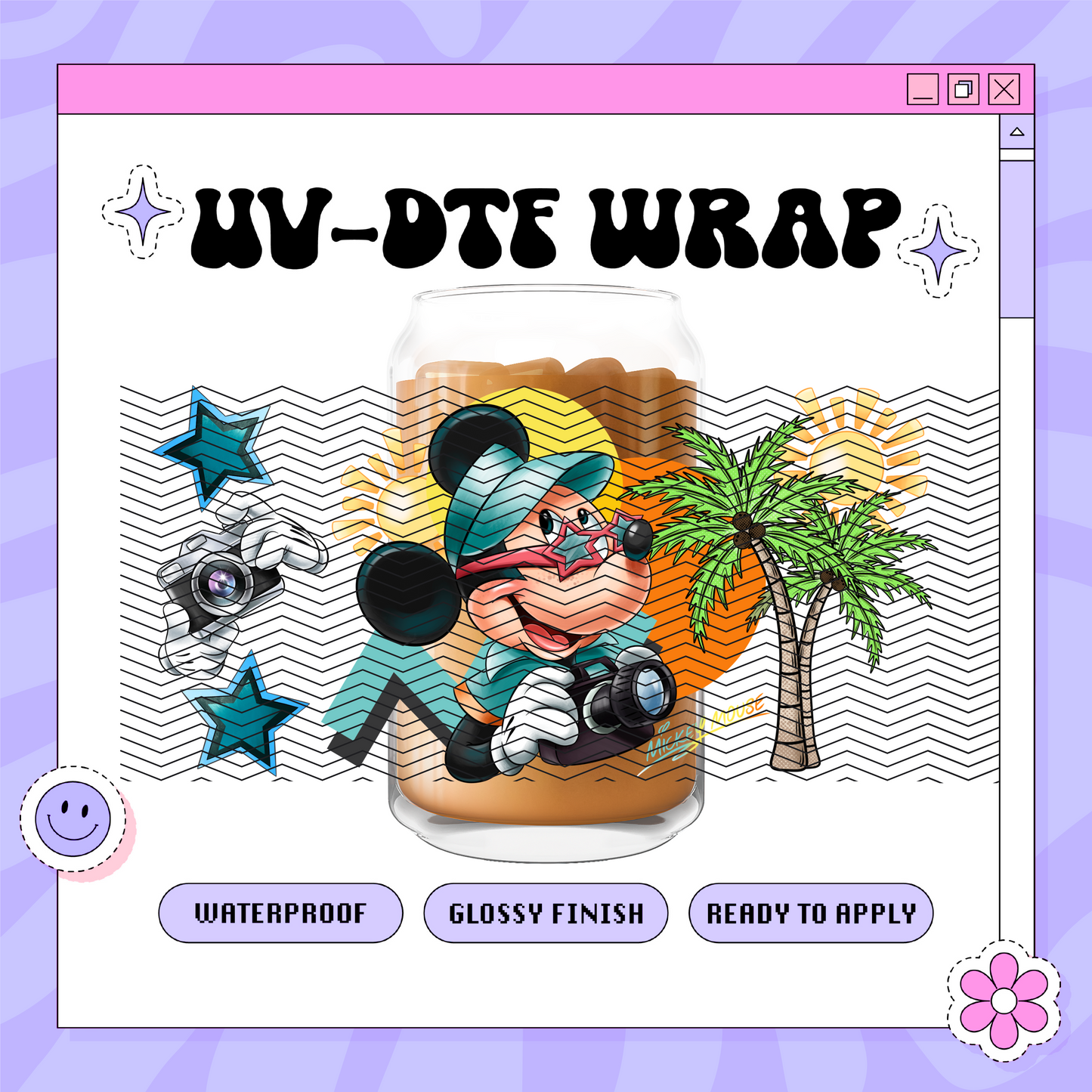 Dis Summer Boy Mouse - 16oz Glass Wrap
