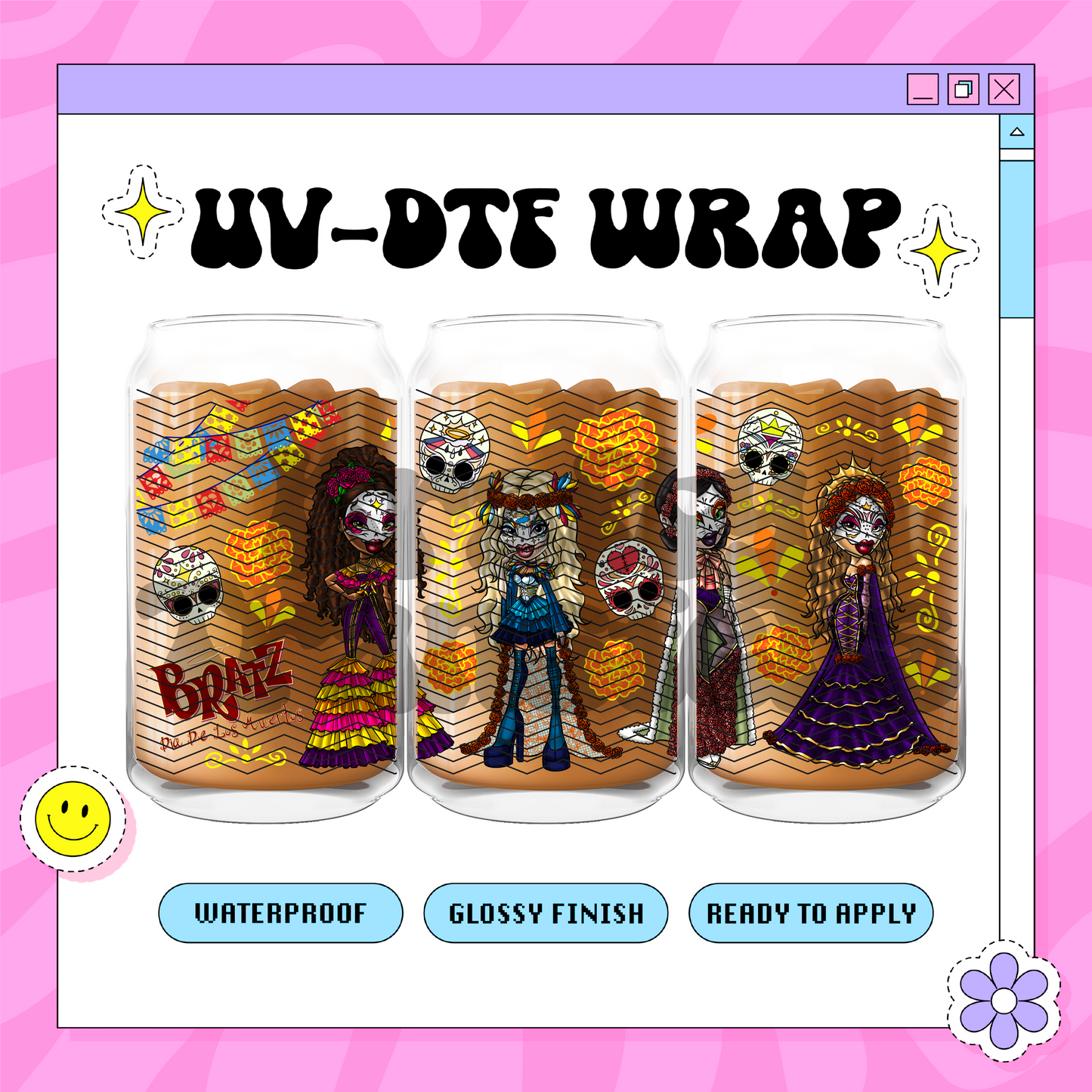 Dia De Los Muertos Dollz EXCLUSIVE - 16 oz UV DTF WRAP