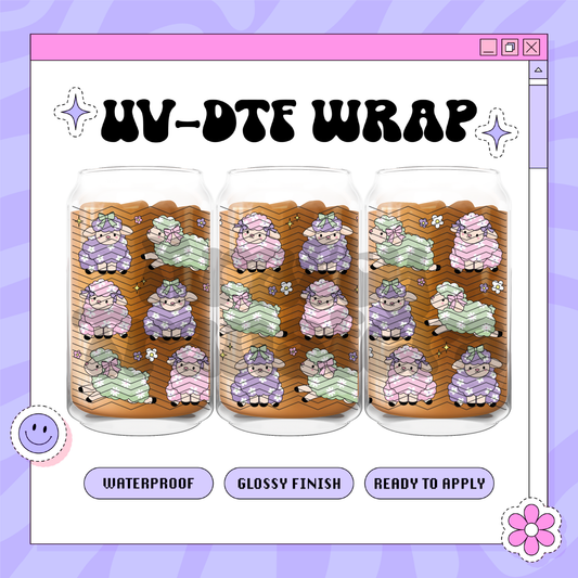Easter Sheeps - 16oz Glass Wrap