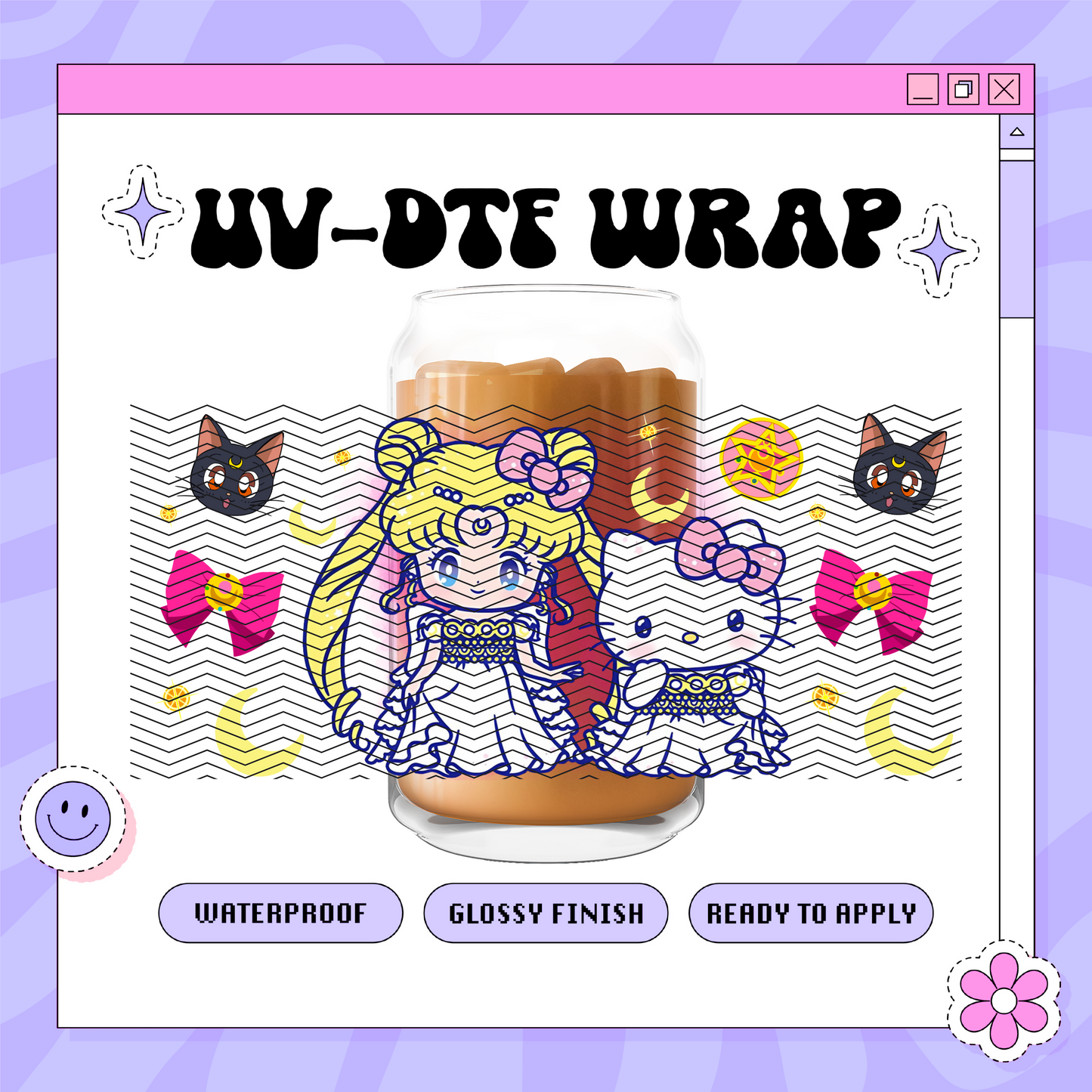 Kawaii Sailor + HK - 16oz Glass Wrap