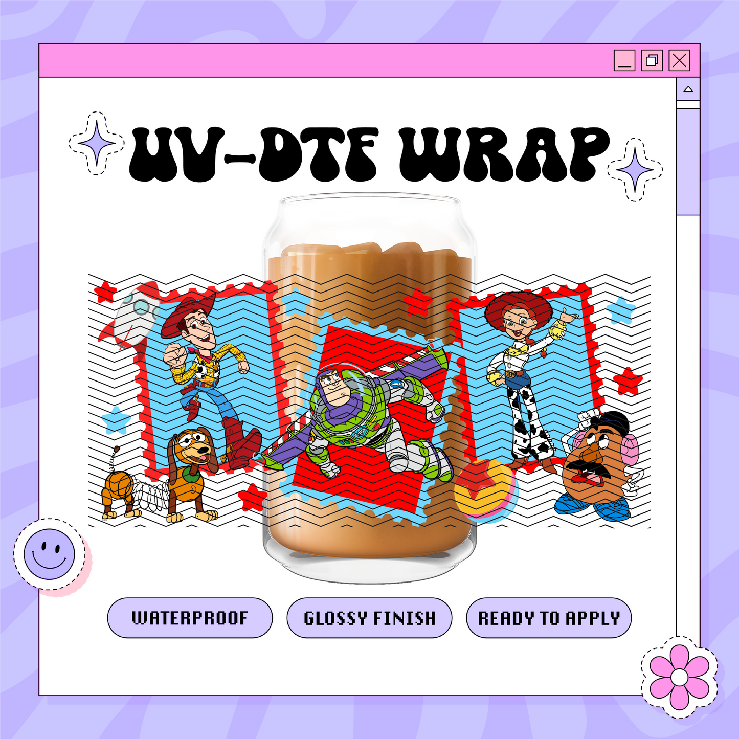 Dis Toy Stamps - 16oz Glass Wrap