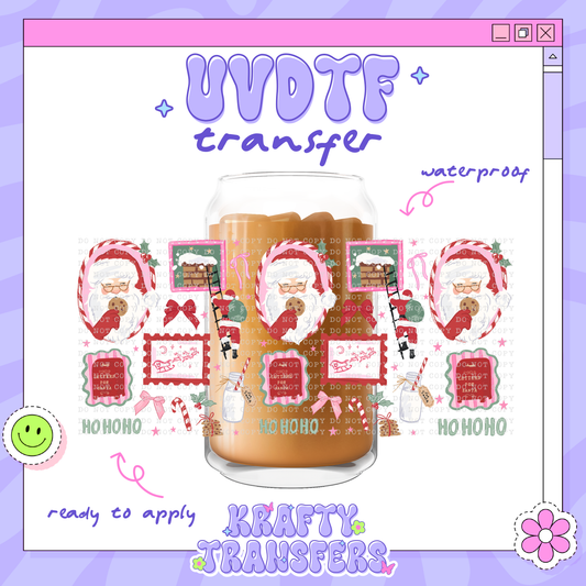 Xmas Pink Santa - 16oz Glass Wrap