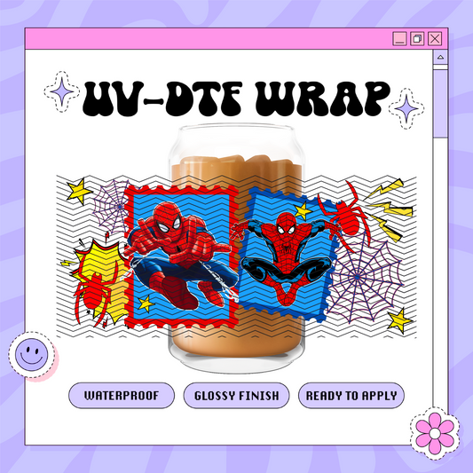 Marvs Spidey Stamps - 16oz Glass Wrap