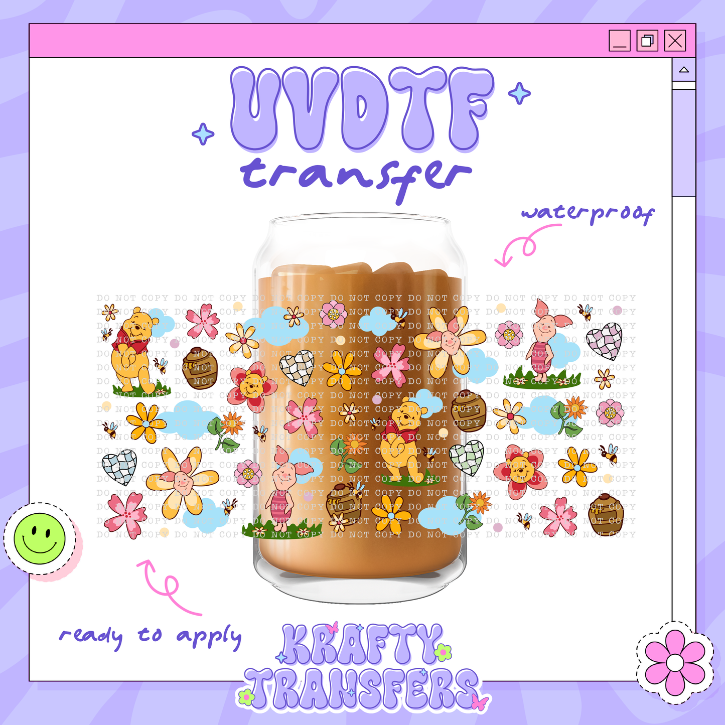 Dis Hunny Bear + Piggy - 16oz Glass Wrap