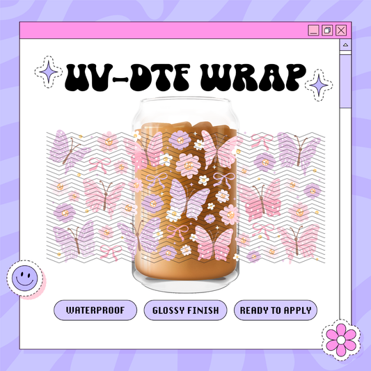 NT Butterflies Pink&Purple - 16oz Glass Wrap