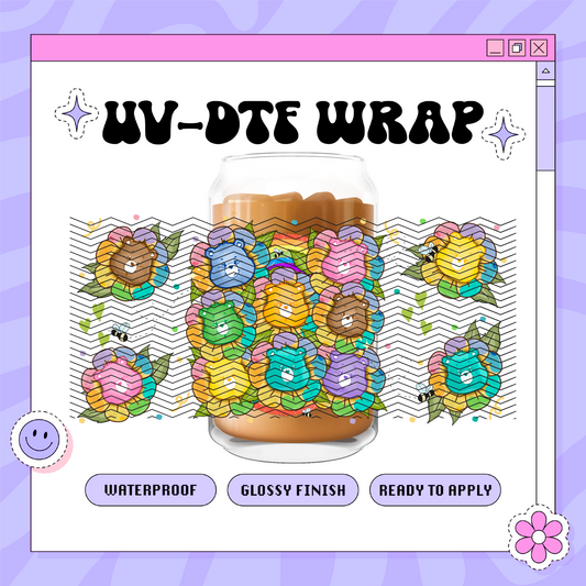 Sunshine + Rainbow Bears - 16oz Glass Wrap