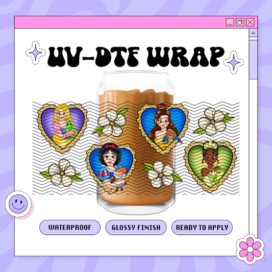 Dis Floral Multi-Princesses  - 16oz Glass Wrap
