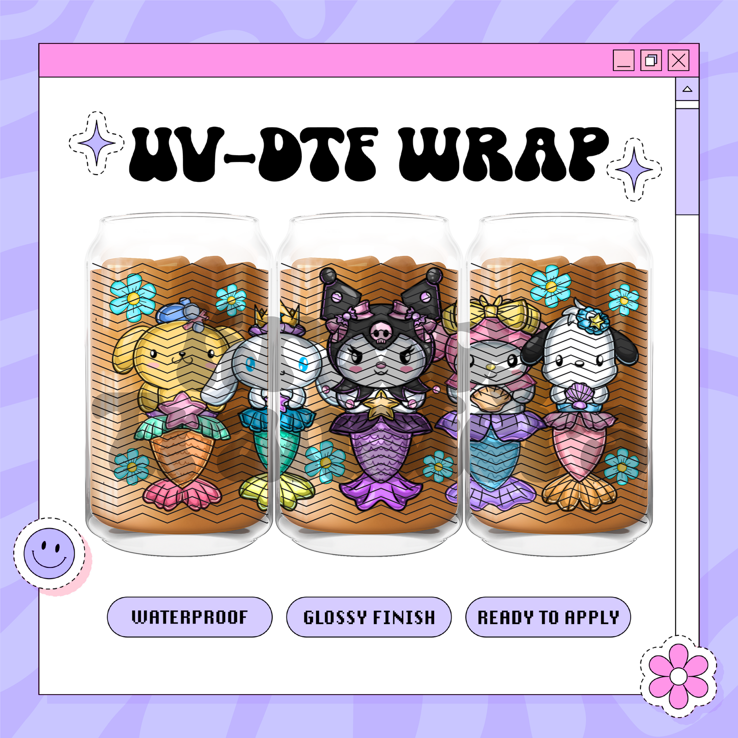 Kawaii Mermaids - 16oz Glass Wrap