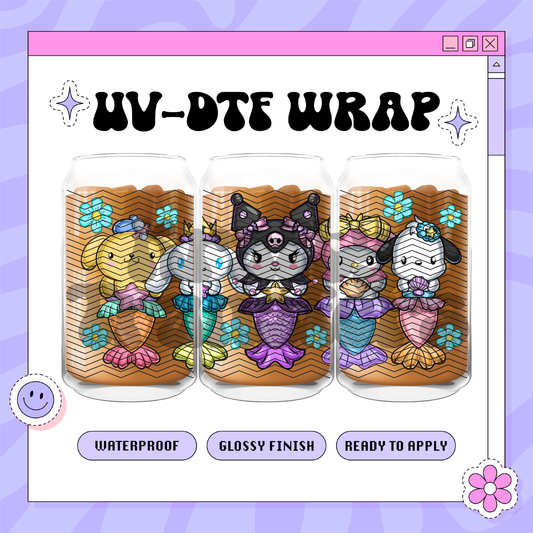 Kawaii Mermaids - 16oz Glass Wrap