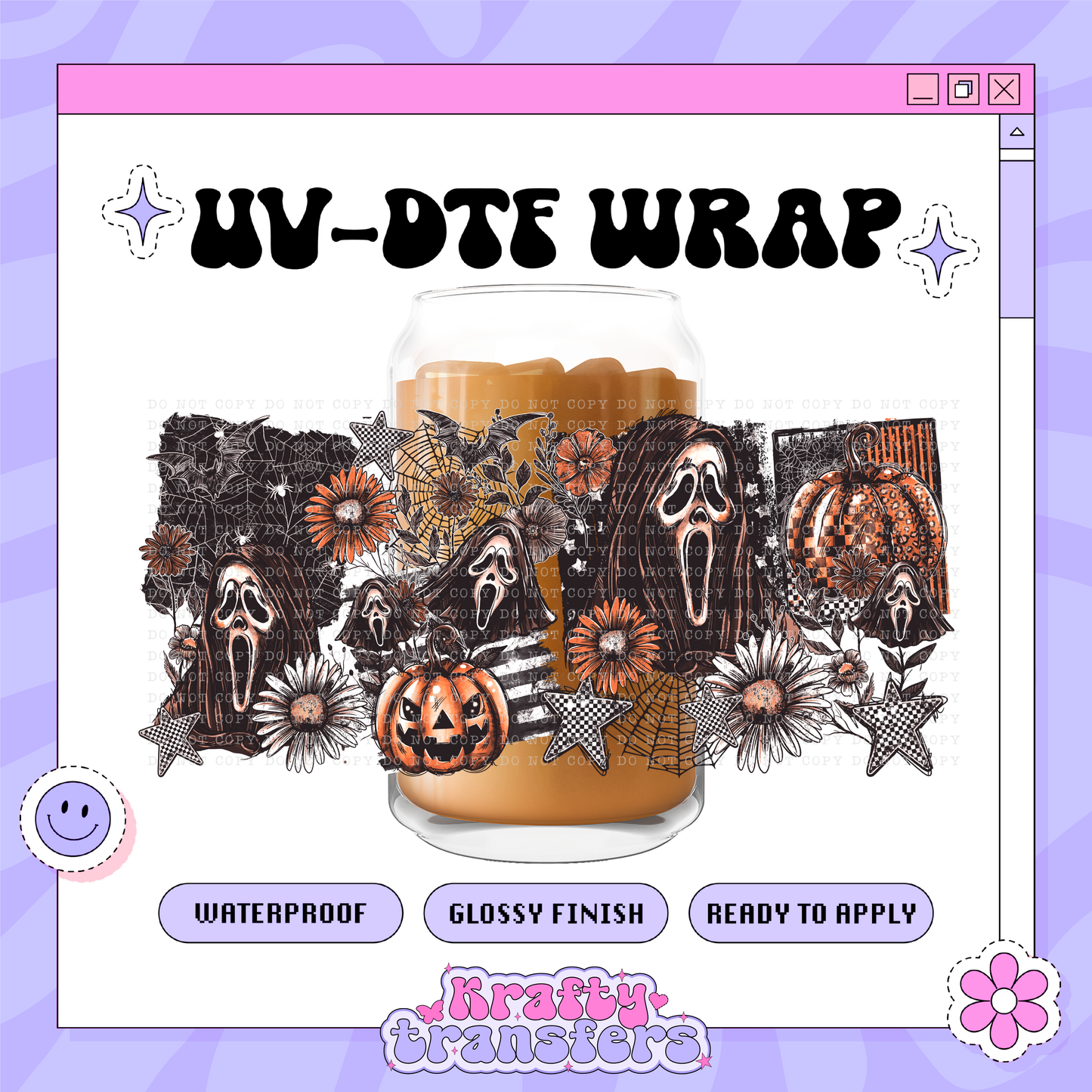 Spooky Slasher GF + Floral - 16oz Glass Wrap