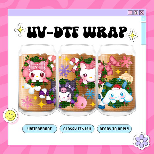 Kawaii Friends Wealth Xmas - 16 oz Glass Wrap