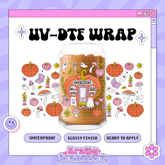 Fall Spooky Bookstore - 16oz Glass Wrap