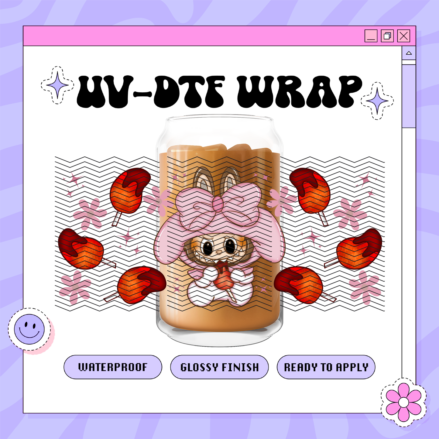 Kawaii Melo Candy - 16oz Glass Wrap