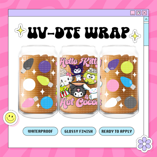Kawaii Friends Cocoa - 16 oz Glass Wrap