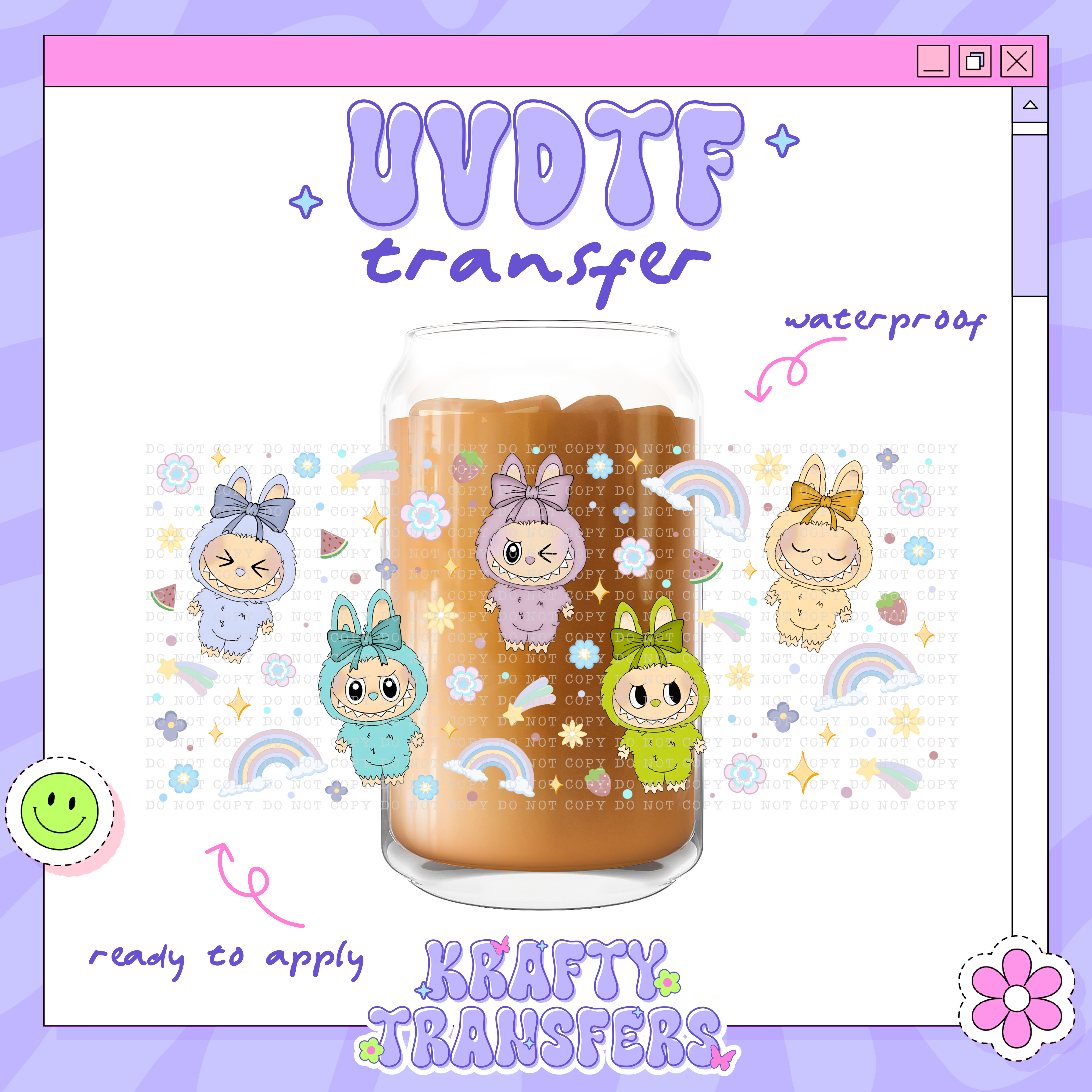 Labubu Wrapping Labubu Cuties - 16oz Glass Wrap – KraftyMamaxo