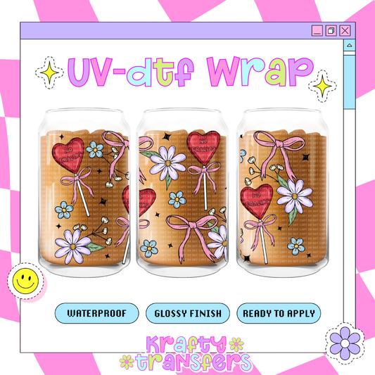 No Gracias Paletas Vday - 16 oz Glass Wrap
