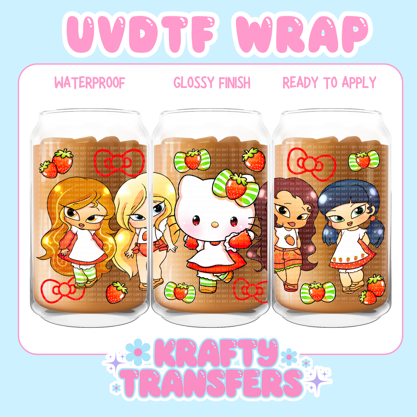Strawberry Kawaii Exclusive - 16 oz UV DTF WRAP