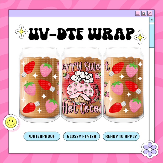 Strawberry Xmas Cocoa - 16 oz Glass Wrap
